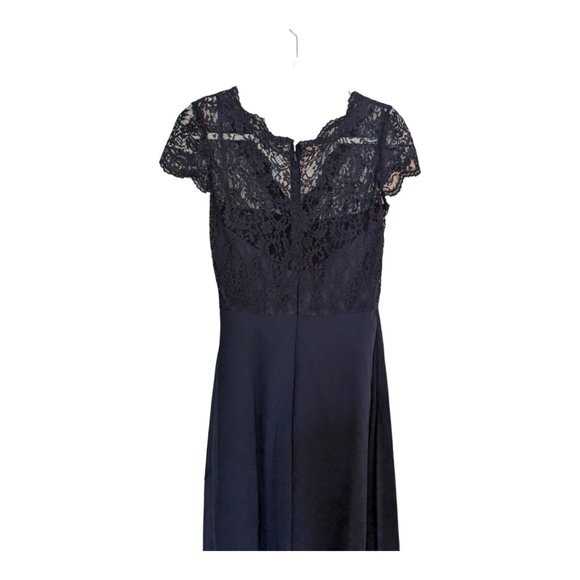 Lace & Chiffon Cap Sleeve Gown NAVY BLUE - Picture 4 of 7